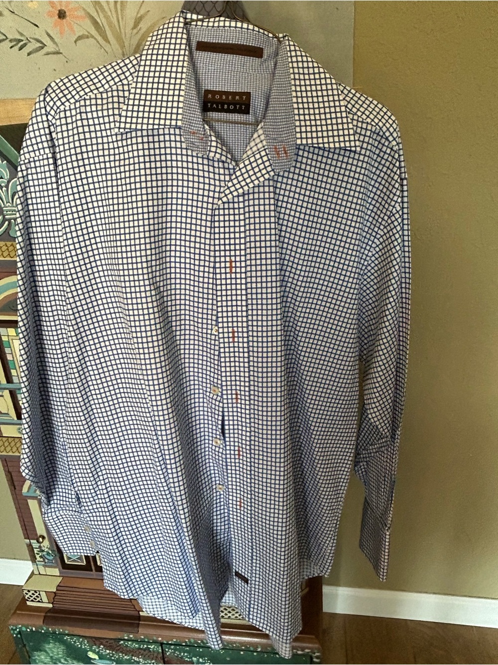 Robert Talbott Navy and White Windowpane Dress Shirt